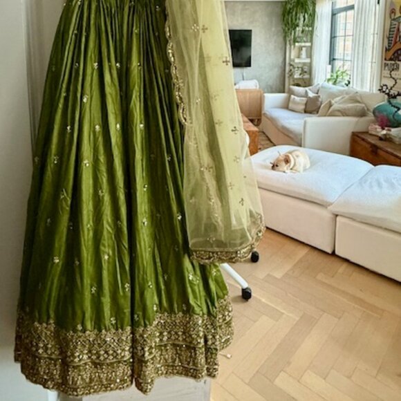 Mehendi Green Embroidered Anarkali - Picture 8 of 8